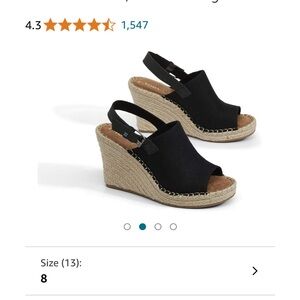 TOMS Women's Black Wedge Sandals